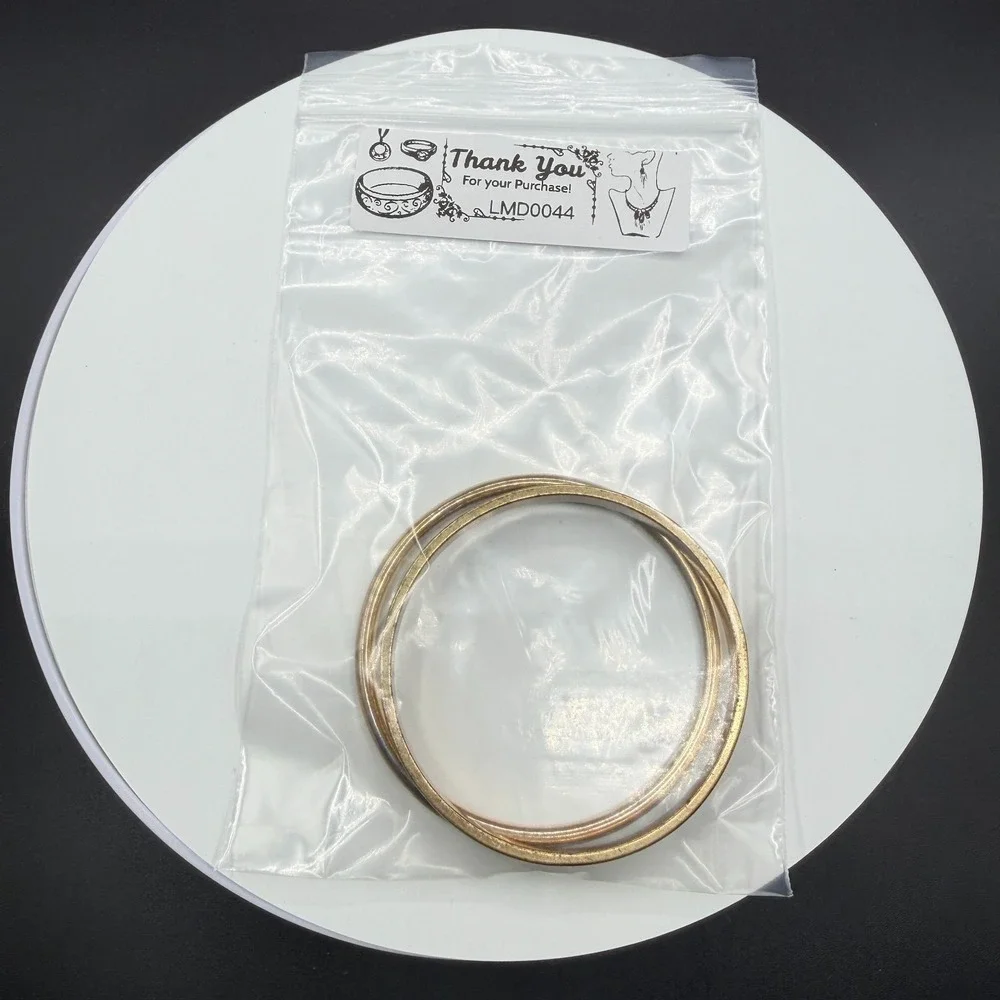 Gold Tone Set of 2 Bangle Bracelets Chevron Pattern Boho Stack Statement Gift